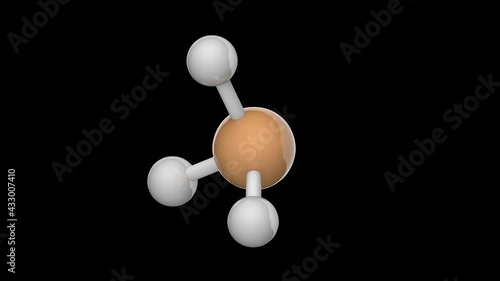 Phosphine (Phosphane or Phosphorus trihydride) is the compound with the chemical formula PH3 or H3P. 3D render. Seamless loop. RGB + Alpha (Transparent) channel. photo