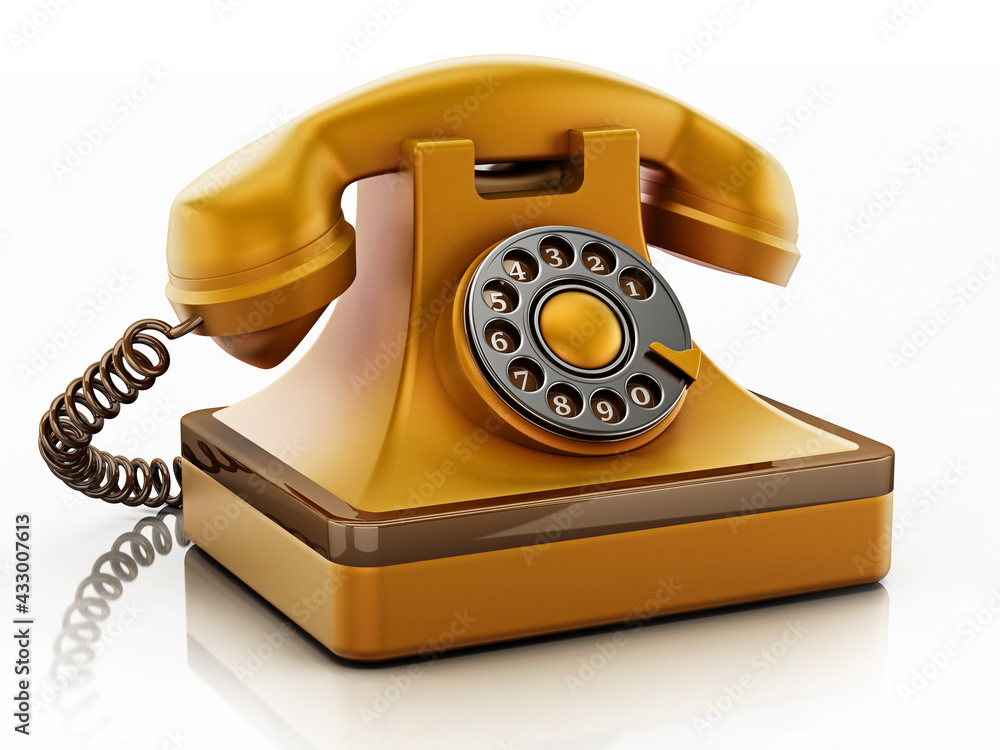Antique rotary phone isolated on white background. 3D illustration Antique rotary phone isolated on white background. 3D illustration