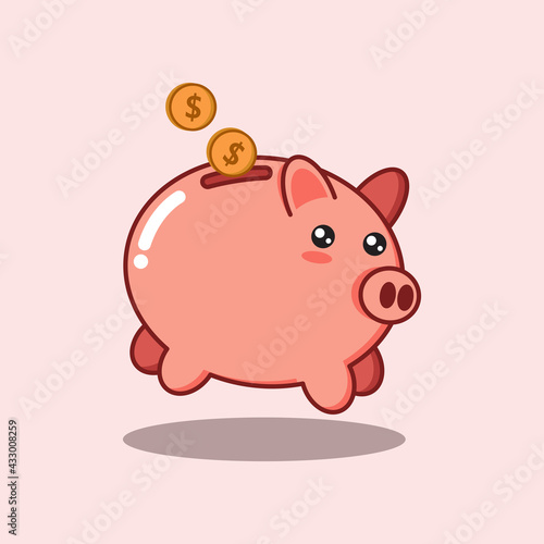 piggy bank cartoon icon illustrator