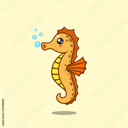 cartoon cute seahorse popping bubbles