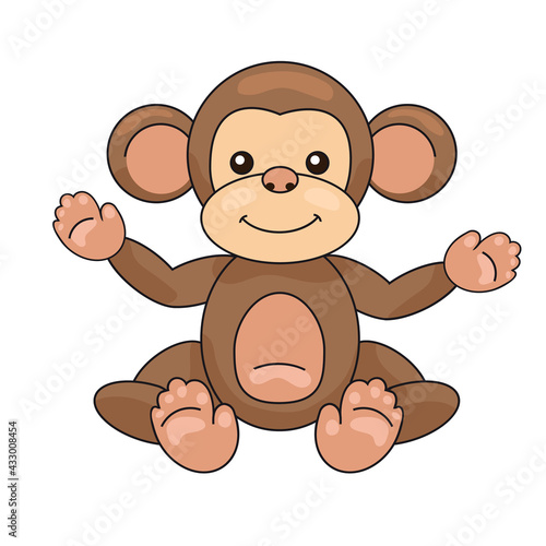 Cartoon cute monkey. Vector animal illustration.