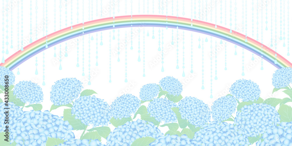 あじさいと雨の背景 画面下 青 Stock Vector Adobe Stock