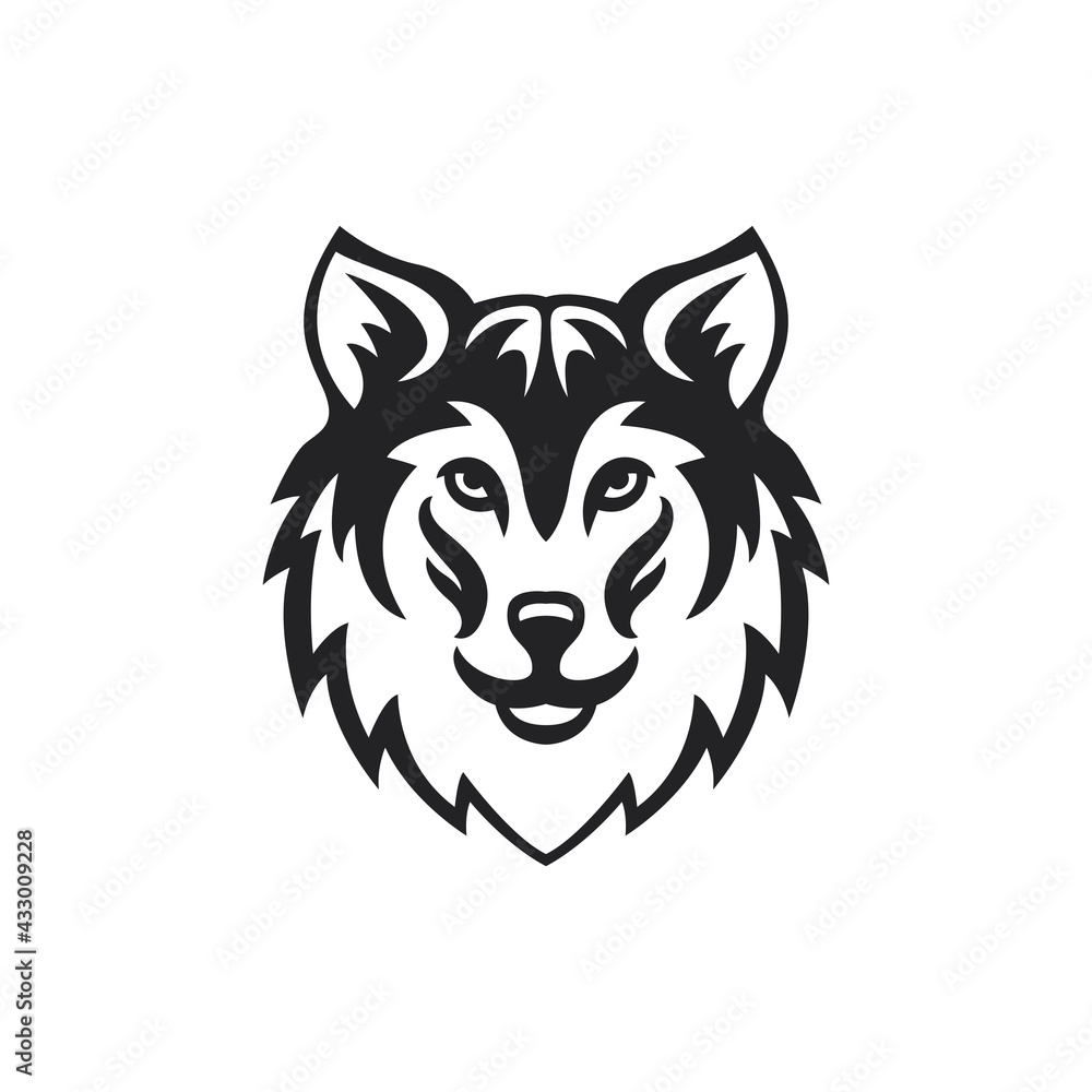 Head of a wolf. Vector illustration. Simple wolf head logo icon. Head of a wolf. Vector illustration. Simple wolf head logo icon.
