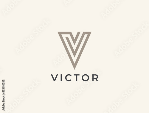 Unique modern creative elegant letter V logo template. Vector icon. photo