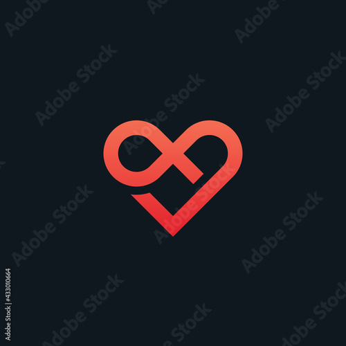 Heart + infinity logo.  Abstract creative logotype.