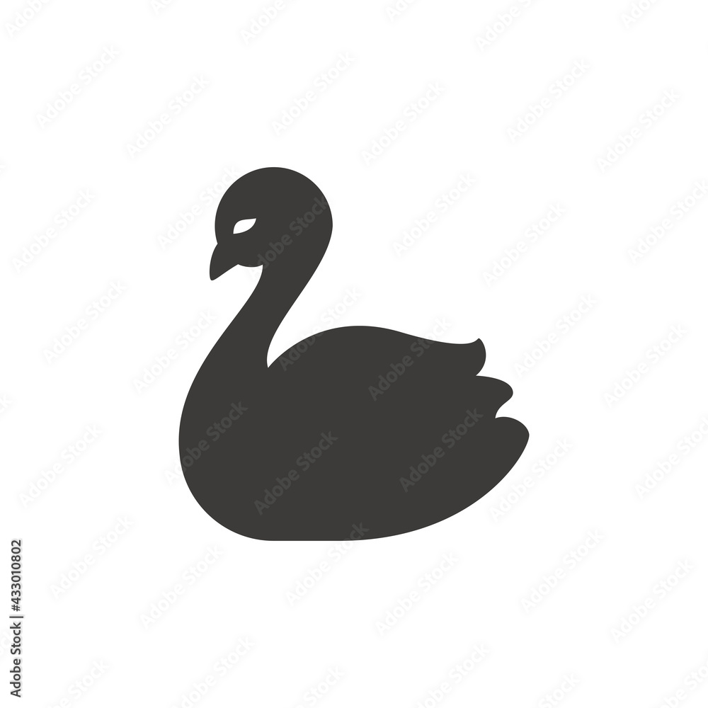 Swan silhouette vector icon. Black glyph symbol. Swan silhouette vector icon. Black glyph symbol.