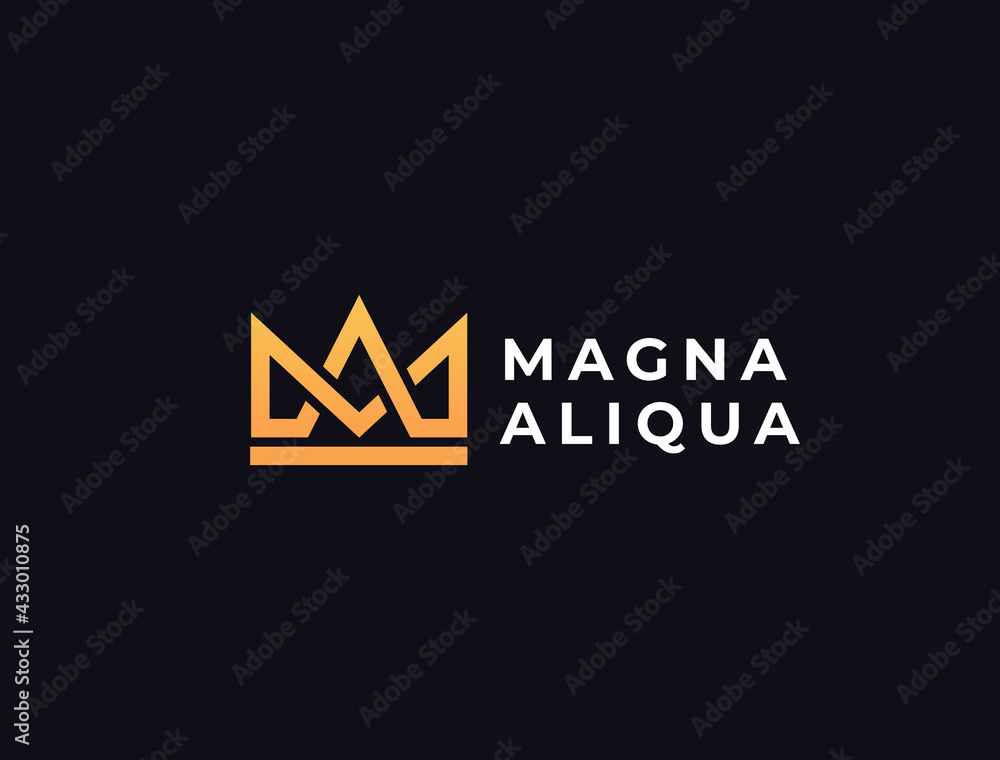 Geometric creative crown logo design. Etters MA or AM monogram vector template. Royal crown symbol logotype.
Geometric creative crown logo design. Etters MA or AM monogram vector template. Royal crown symbol logotype.