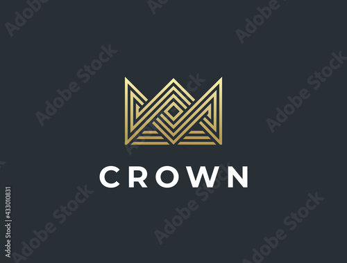 Geometric creative crown logo design.  Vector template. Royal crown symbol logotype.
