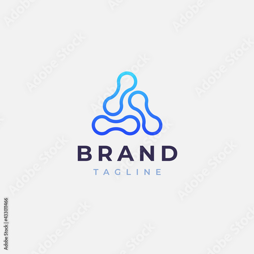 Abstract digital connection technology logo. Simple tech design. Modern bright flow shape icon.
