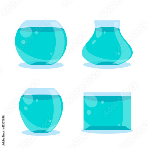 Fish bowl, aquarium or fish tank cartoon vector illustration