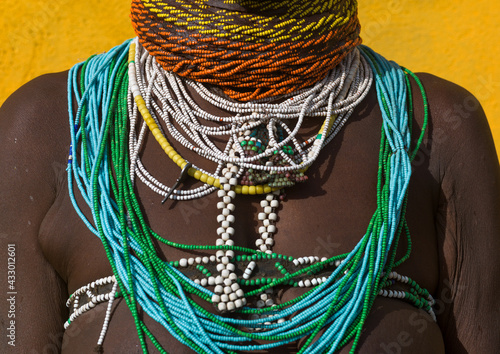 Mumuhuila tribe beaded necklaces, Huila Province, Chibia, Angola photo