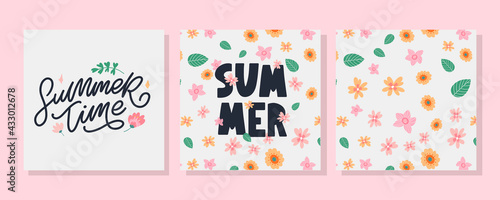 summer sale banner with flowers letter vector