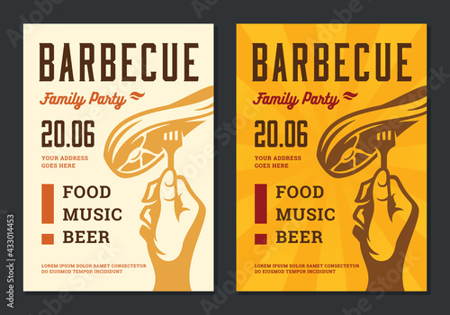 Barbecue party vector flyer or poster design template