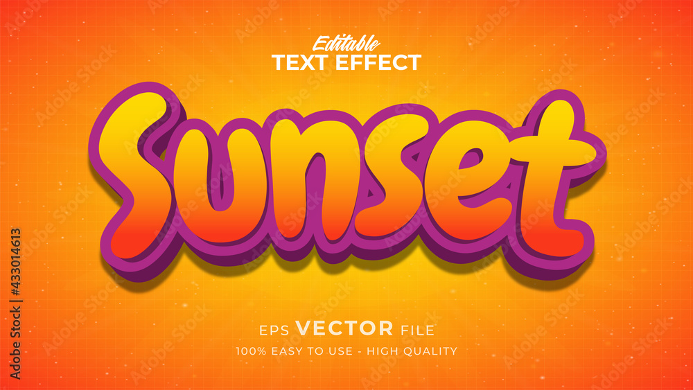 Editable text style effect - sunset text style theme Editable text style effect - sunset text style theme