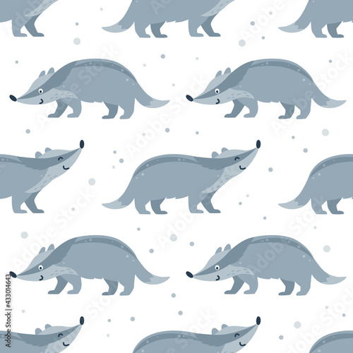 Childish seamless pattern with badgers.