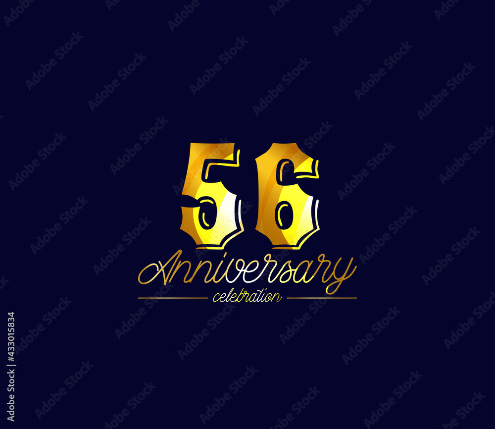 Fototapeta premium Creative Gold Colors Design Alphabet, Celebration 56 Year Anniversary, Banners, Posters, Card Material, for this