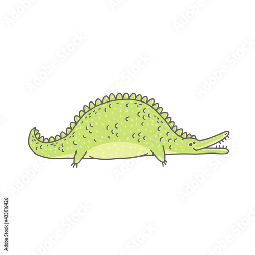 Cute crocodile animal. Cartoon colorful character illustration.