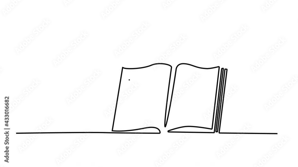 Self drawing animation of open book. Self drawing animation of open book.
