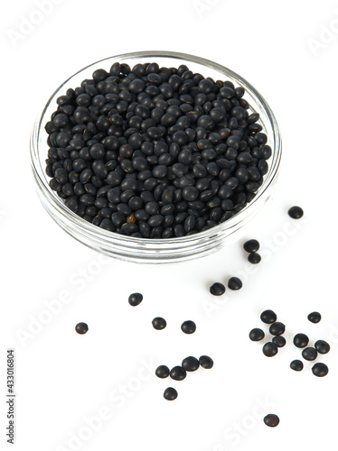 black lentils isolated on white background