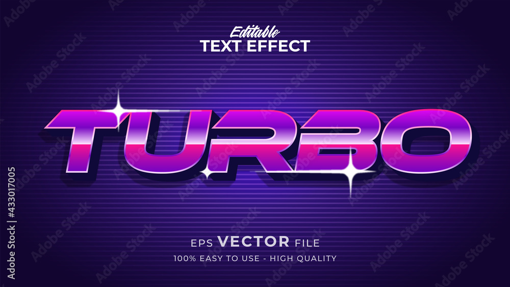Editable text style effect - Turbo Tech Retro text style theme Editable text style effect - Turbo Tech Retro text style theme