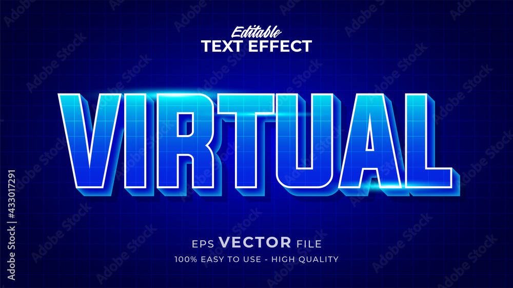 Editable text style effect - Virtual Tech Retro text style theme