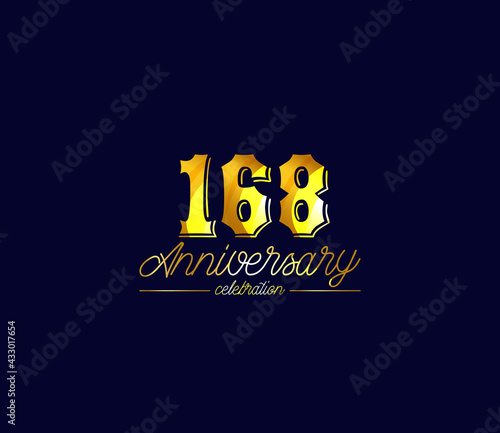 Creative Gold Colors Design Alphabet, Celebration 168 Year Anniversary, Banners, Posters, Card Material, for this