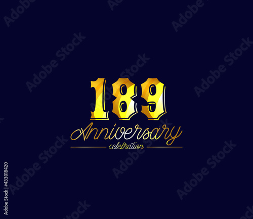Creative Gold Colors Design Alphabet, Celebration 189 Year Anniversary, Banners, Posters, Card Material, for this