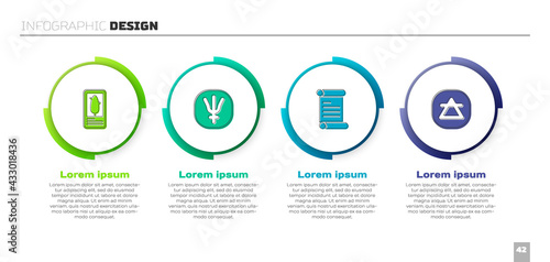 Set Tarot cards, Neptune planet, Decree, parchment, scroll and Air element. Business infographic template. Vector