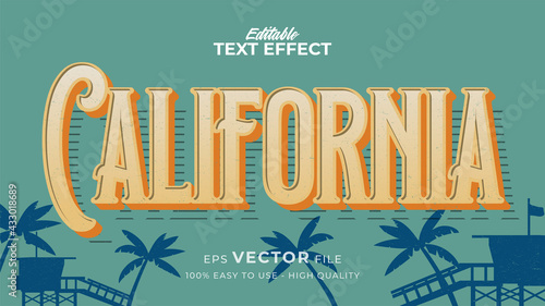 Editable text style effect - Retro California text style theme