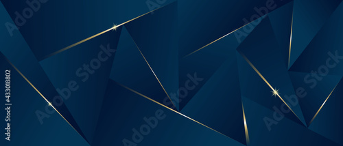 Abstract luxury polygonal pattern, dark blue with gold. Vector illustration