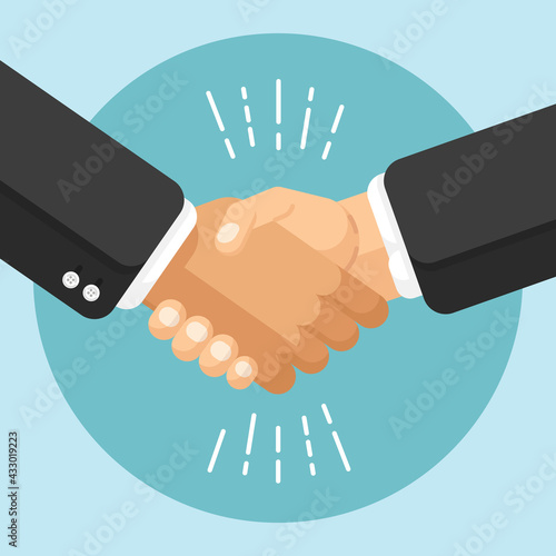 Flat Handshake Design Business Agreement Style Simple Cartoon Drawing