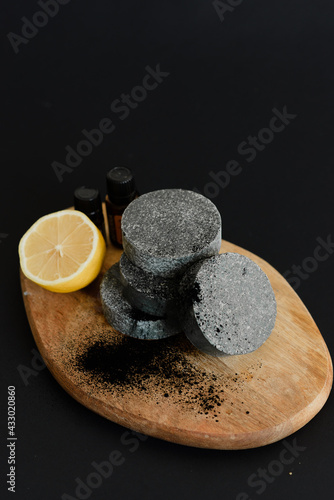 black soap with charcoal homemade handmade soap on the table