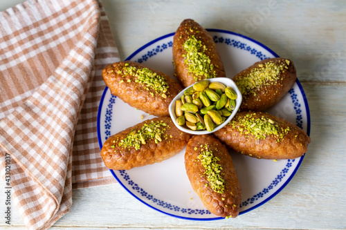 Turkish traditional sherbet dessert; kalburabasti photo