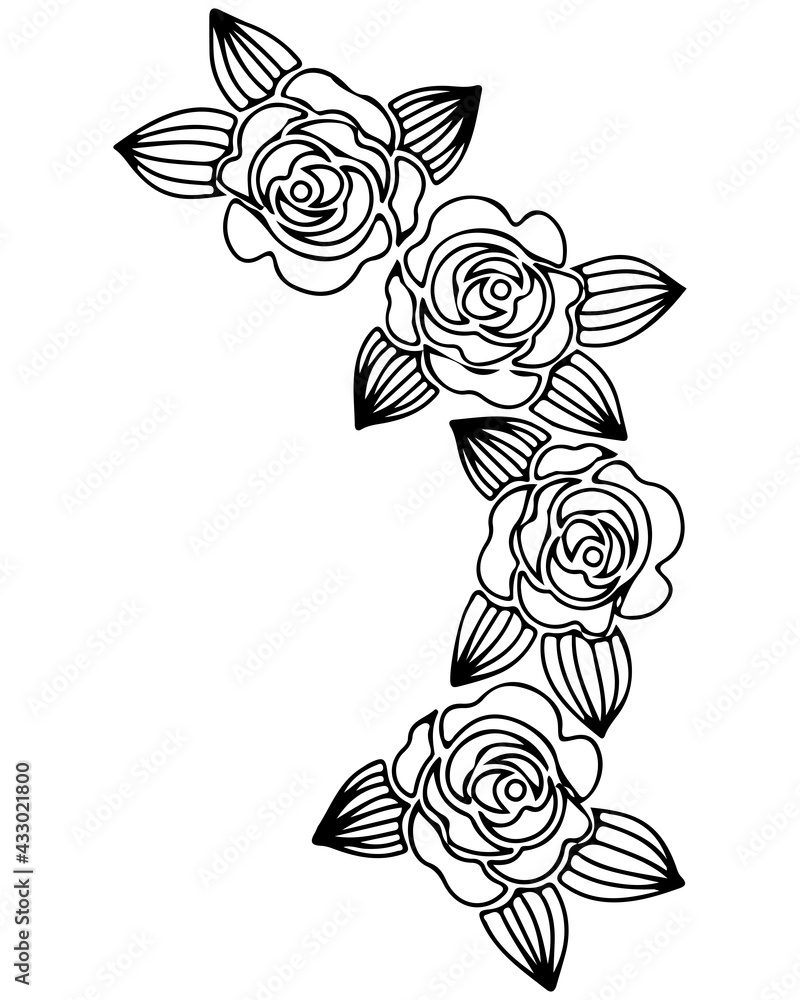 Fototapeta premium Line flower isolated on the white background