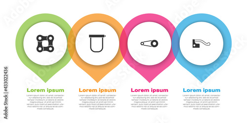 Set Bicycle chain, lock, with gear and brake. Business infographic template. Vector