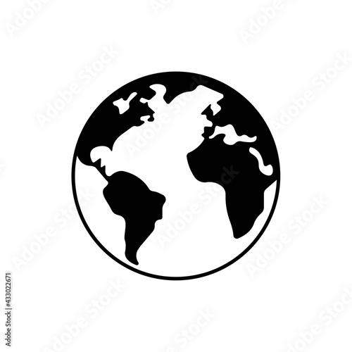 Planet Earth . World globe web page or browser template black icon. Trendy flat isolated symbol  sign for  illustration  outline  logo  internet  app  design  web  dev  ui  ux  gui. Vector EPS 10