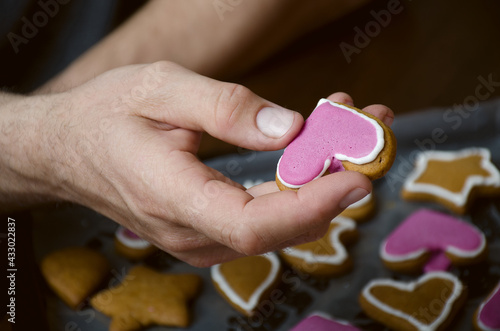 Heart-shaped cookies in your hand