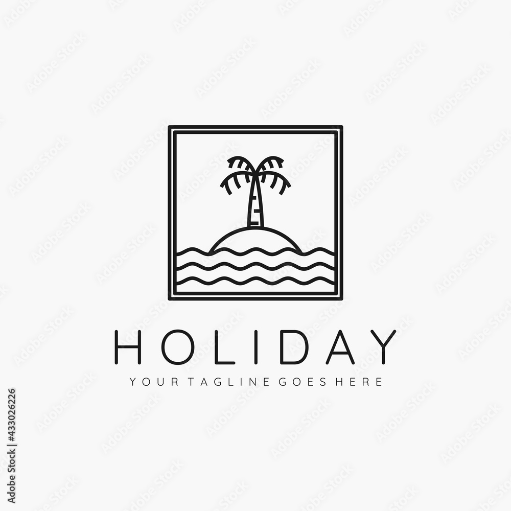 Paradise line art minimalist icon symbol logo vector illustration design Paradise line art minimalist icon symbol logo vector illustration design