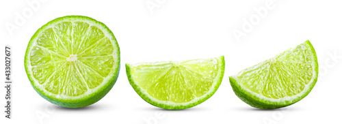 Valokuva Juicy slice of lime isolated on white