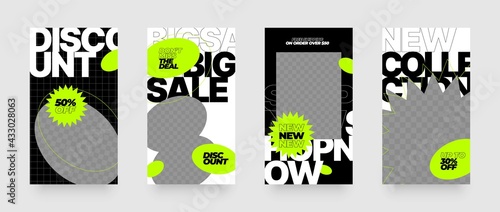 Stories template set for sale banner. Social media story mockup.