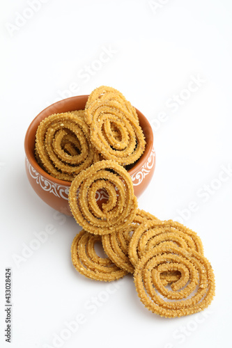 Traditional Indian Diwali snacks Chakali or murukku  Indian Traditional Tea Time Snack Chakli