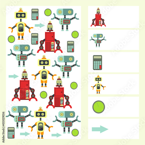 I spy game with robors. Educational maze puzzle games for kids.