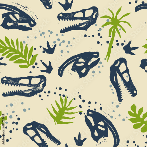 Seamless vector various fossils print design