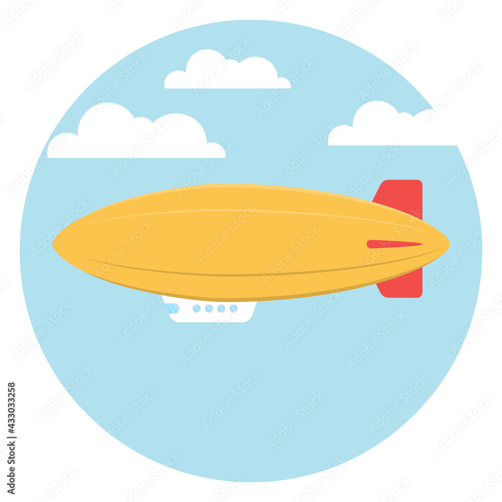 Flying airship against the background of the sky and clouds. Vector illustration. Flying airship against the background of the sky and clouds. Vector illustration.