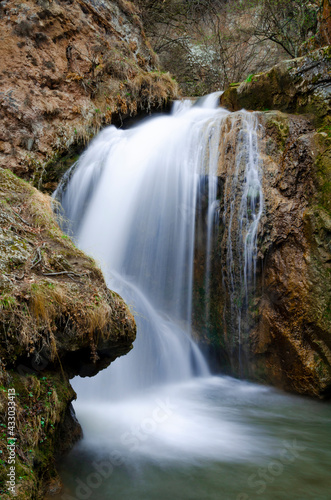 Long exposure waterfall vertically. Honey waterfalls. kislovodsk