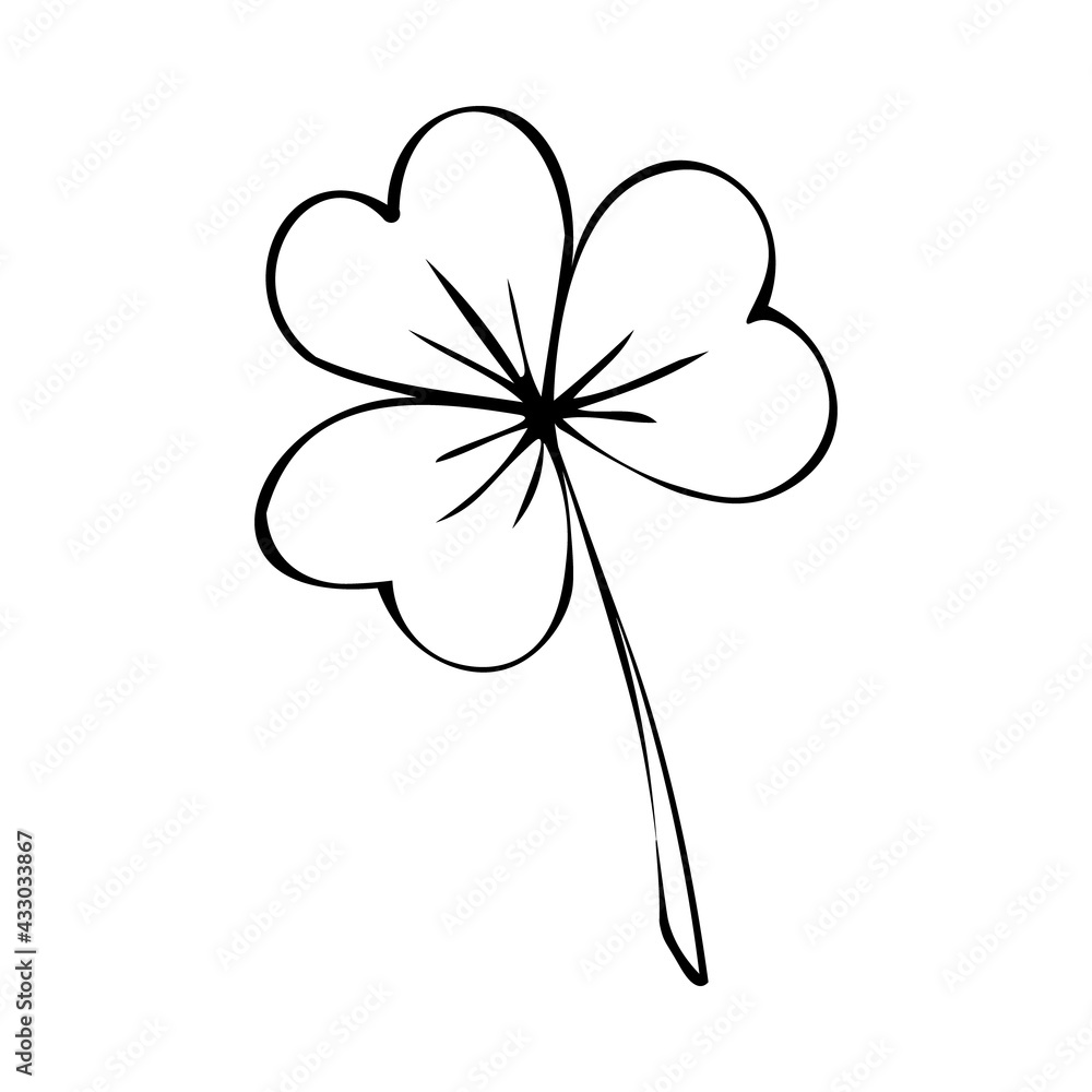 Three leaf clovers for Saint Patrick's Day. Isolated vector illustration, simple cartoon line art. Three leaf clovers for Saint Patrick's Day. Isolated vector illustration, simple cartoon line art.