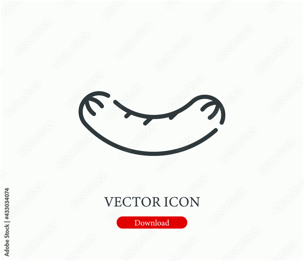 Sausage vector icon. Editable stroke. Symbol in Line Art Style for Design, Presentation, Website or Apps Elements, Logo. Pixel vector graphics - Vector Sausage vector icon. Editable stroke. Symbol in Line Art Style for Design, Presentation, Website or Apps Elements, Logo. Pixel vector graphics - Vector