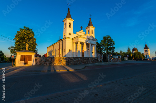 beautifully lit catholic church, Zabłudów Poland