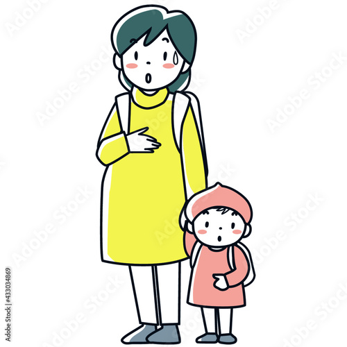 妊娠中の女性と幼児