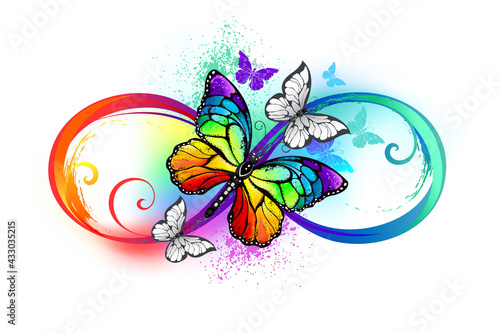 bright infinity with rainbow butterfly